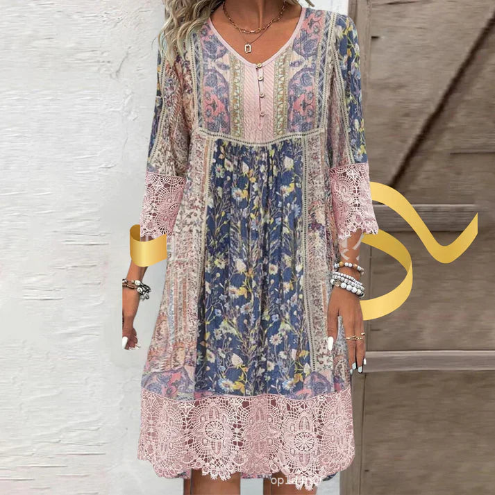 AS | Koronkowa sukienka z nadrukiem w stylu vintage