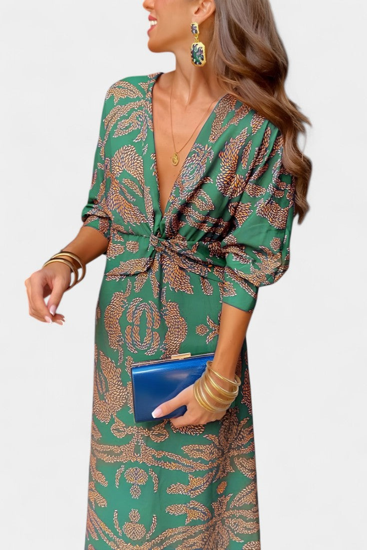 LB | Regal Twist Front Midi Dress