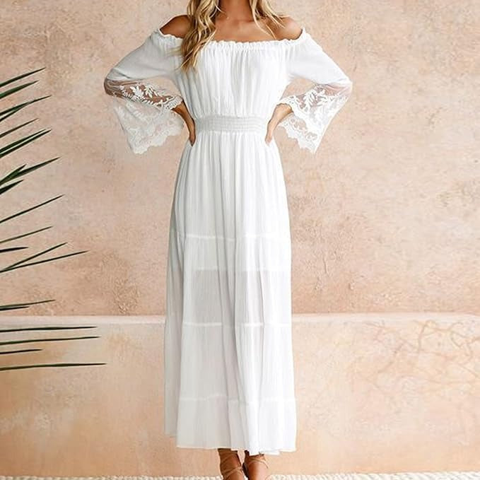 LB | Eteryczna sukienka maxi z odkrytymi ramionami dla eleganckich kobiet
