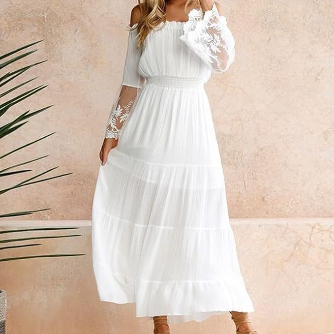LB | Eteryczna sukienka maxi z odkrytymi ramionami dla eleganckich kobiet