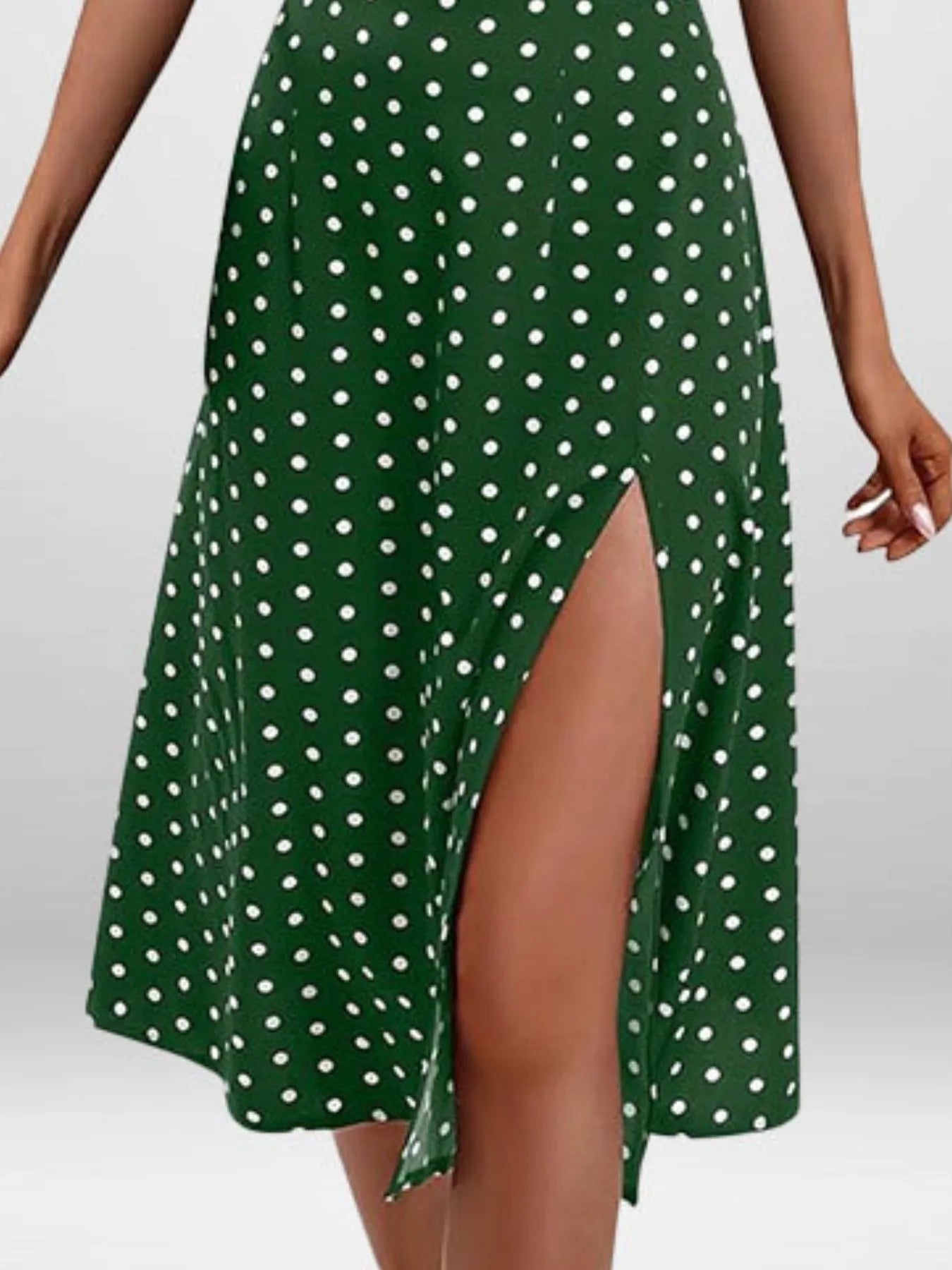 LB | Full Size Slit Printed Cami Midi Dress Plus Size