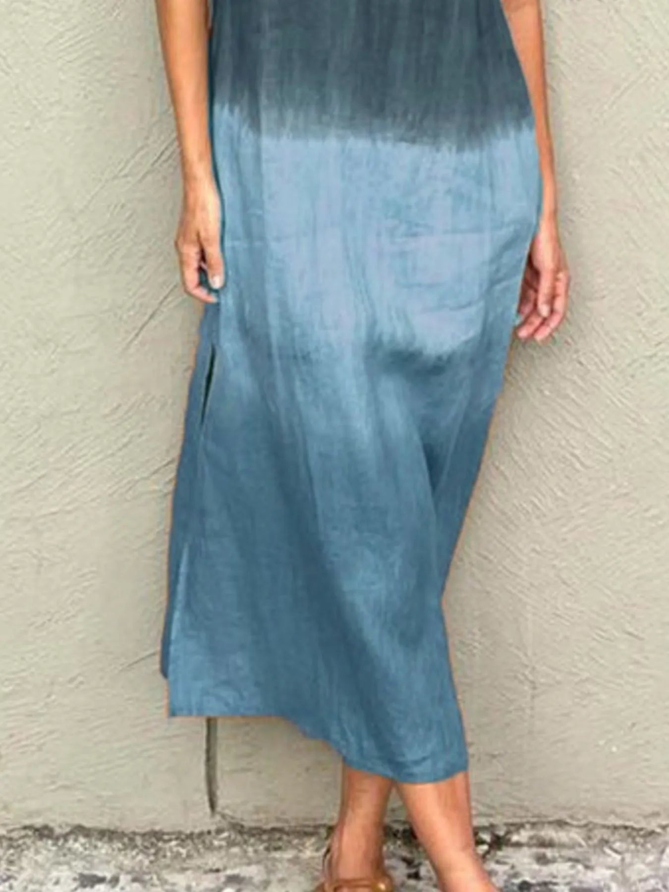 LB | Full Size Gradient Tank Midi Dress bez rękawów Plus Size