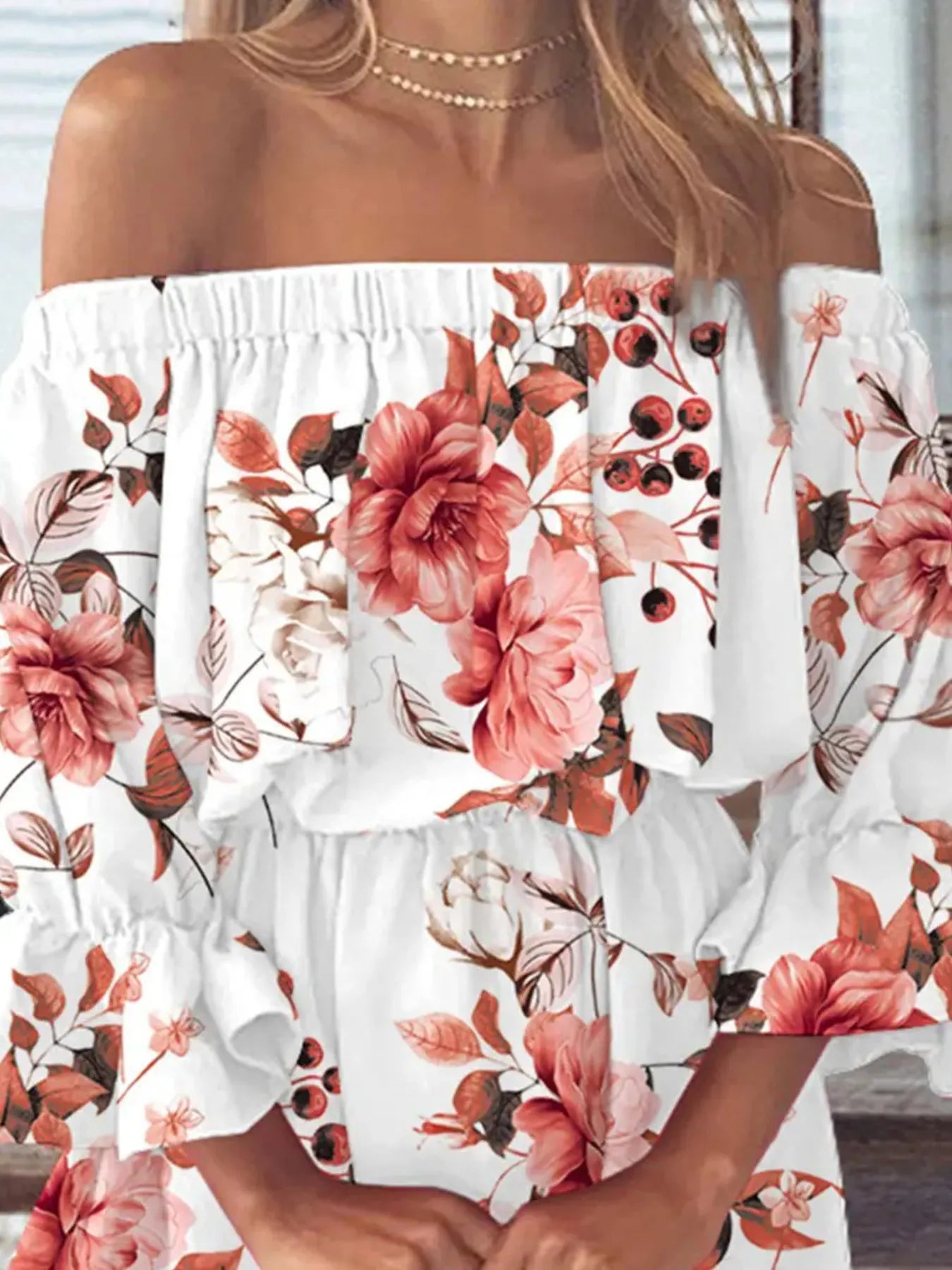 LB | Pełnowymiarowa kwiatowa sukienka mini z falbanką na ramiączkach Plus Size