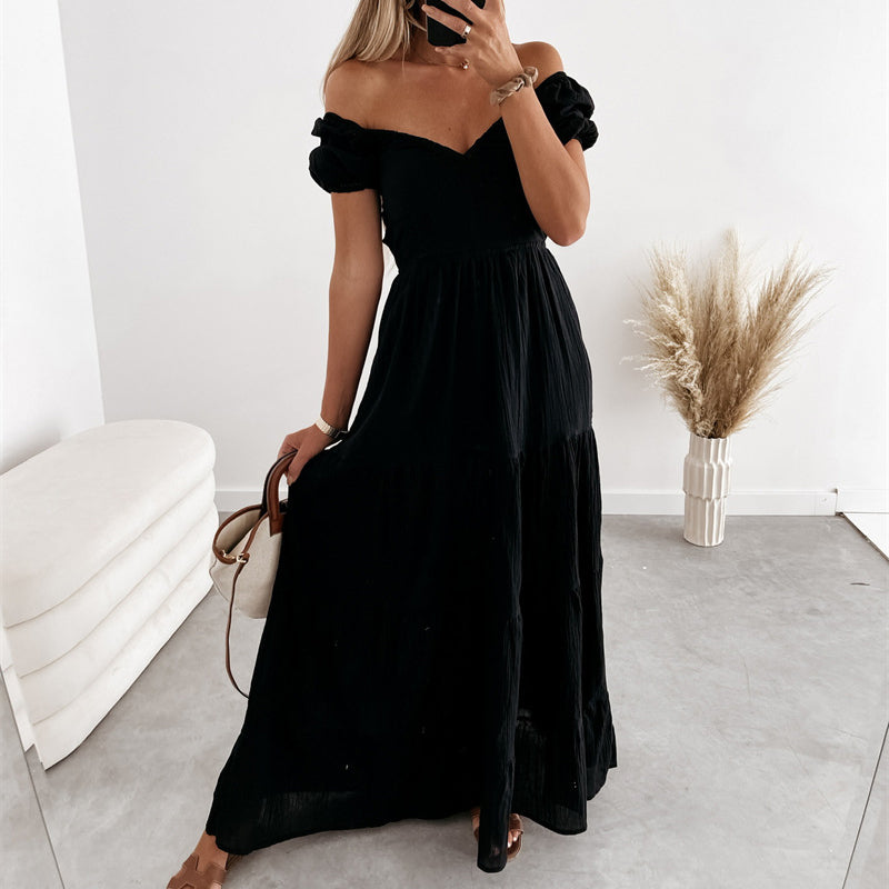 LB | letnia moda bohemy plaża bez ramiączek elegancka sukienka maxi