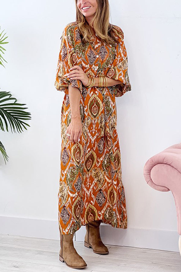 LB | So 70's Multi Print Draping Maxi Dress