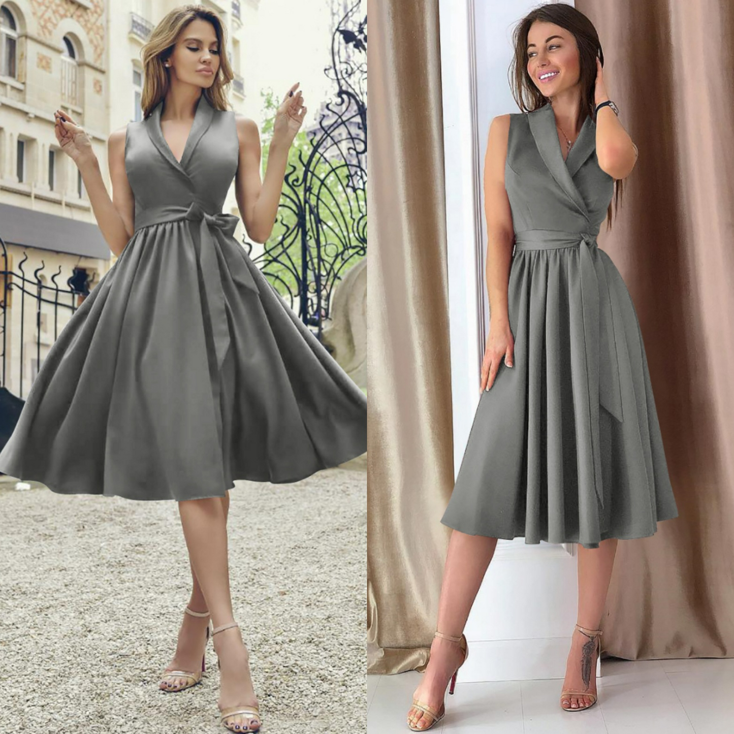 LB | Elegancka kopertowa sukienka midi