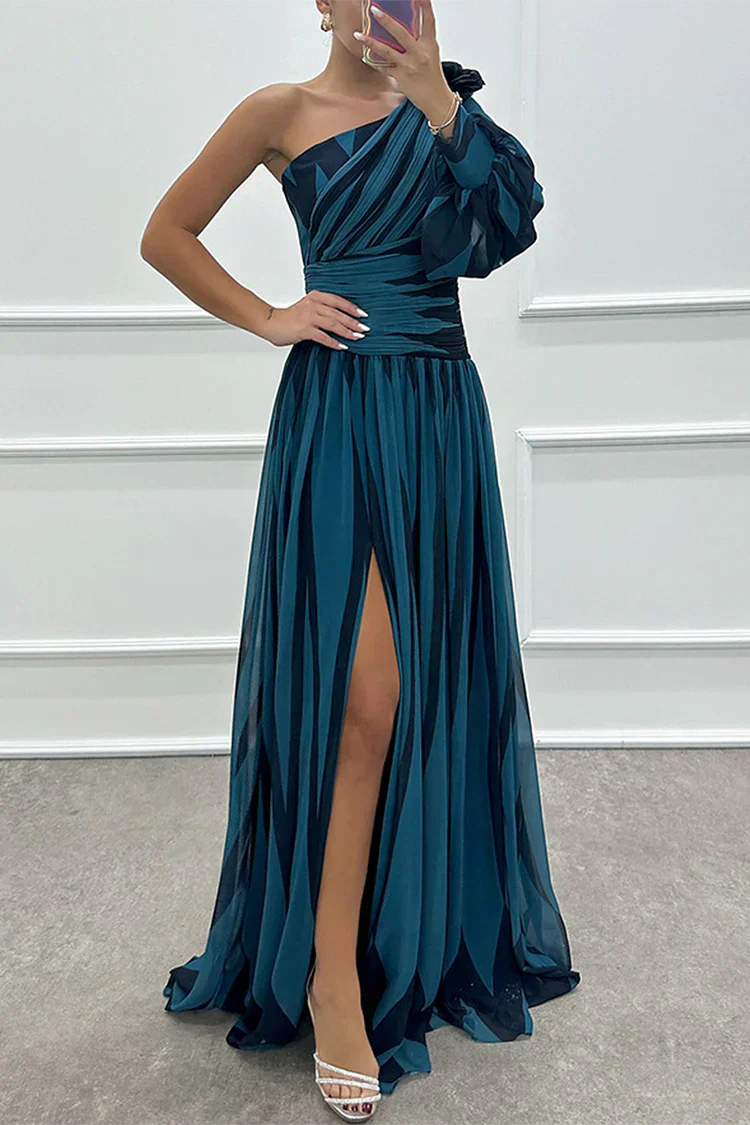 LB | Chloe - Elegancka sukienka maxi w paski z jednym ramiączkiem