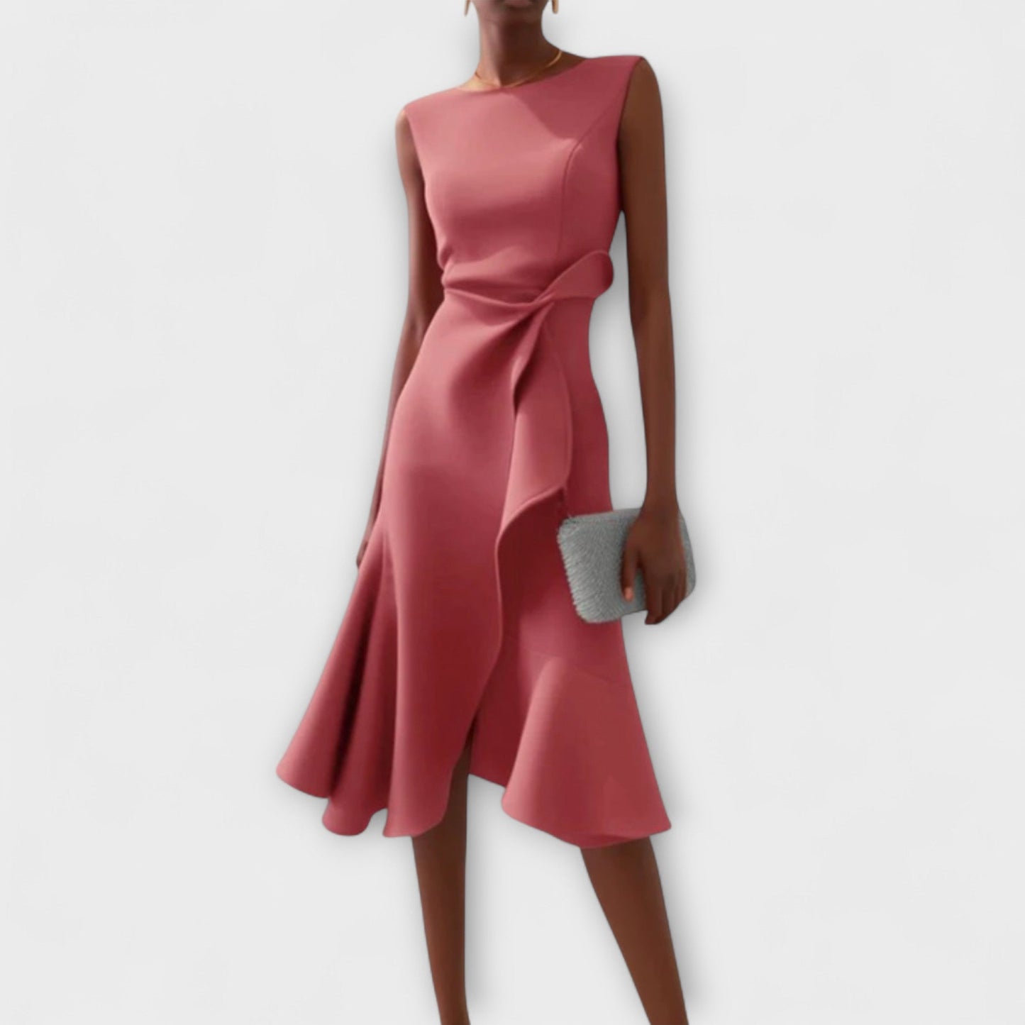 LB | Juliette™ - Elegancka drapowana asymetryczna sukienka midi