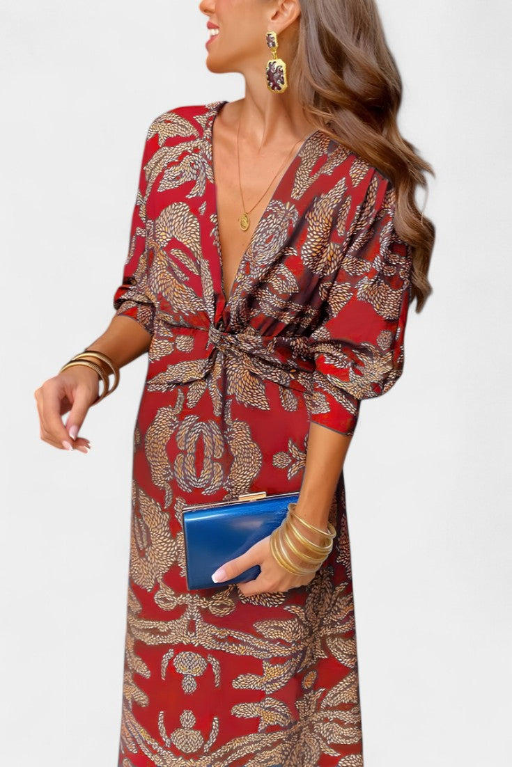 LB | Regal Twist Front Midi Dress
