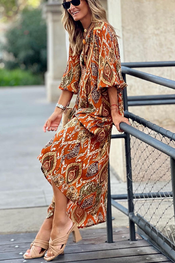 LB | So 70's Multi Print Draping Maxi Dress