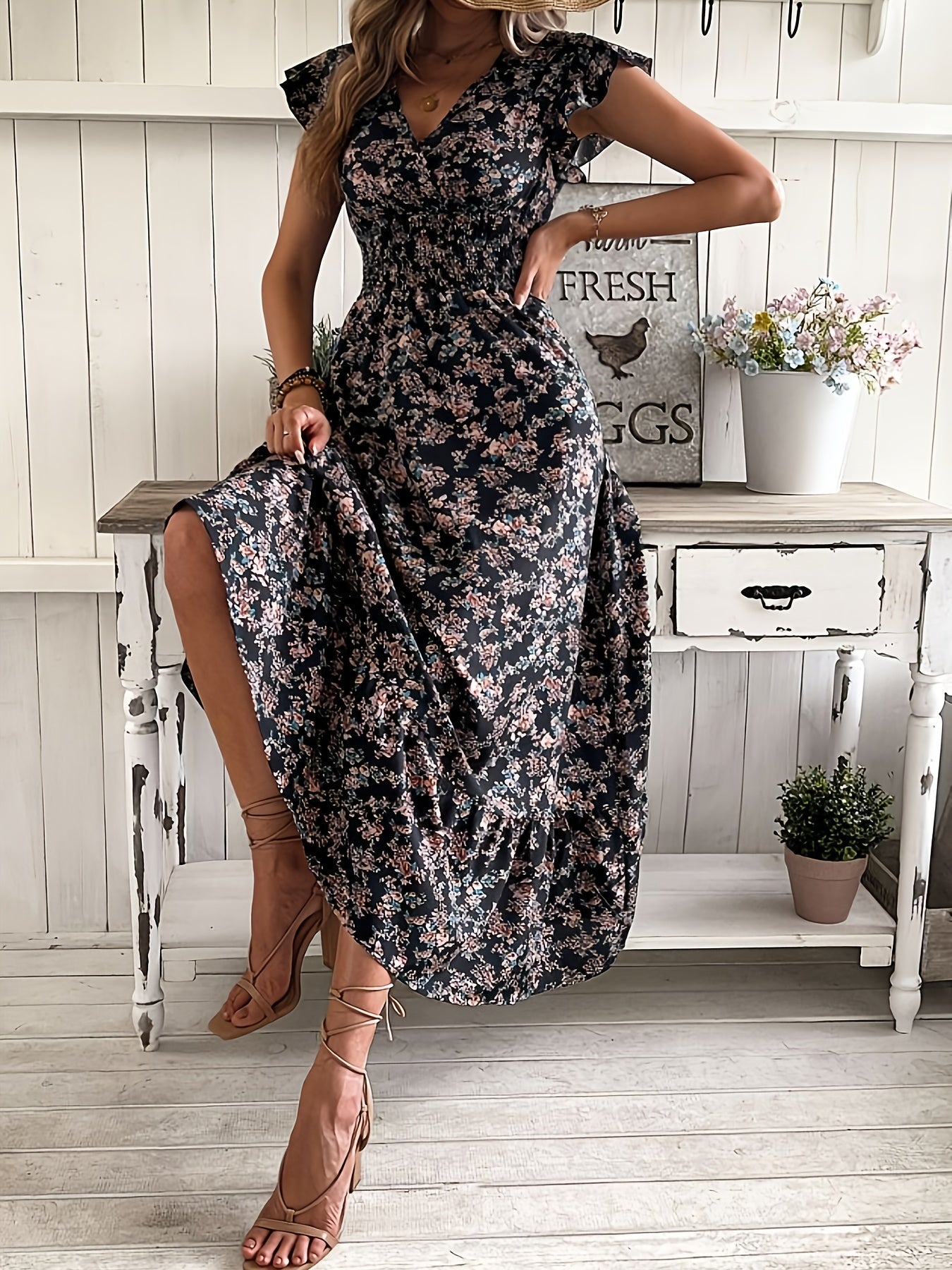 LB | Midnight Petal Maxi Dress