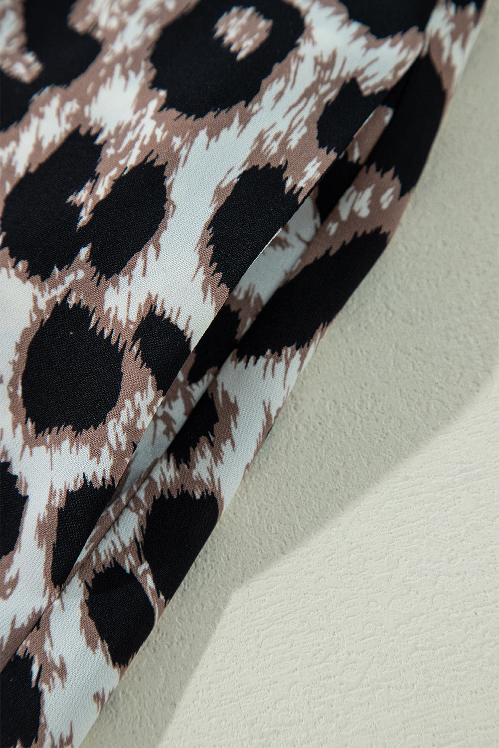 LB | Khaki Cheetah Print Backless V-Neck Luźna dopasowana mini sukienka