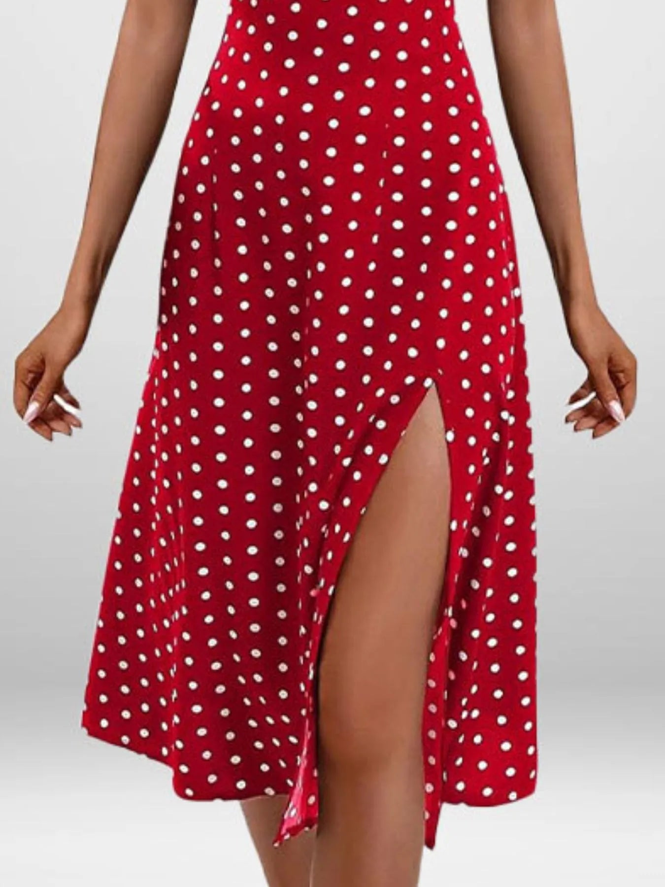 LB | Full Size Slit Printed Cami Midi Dress Plus Size