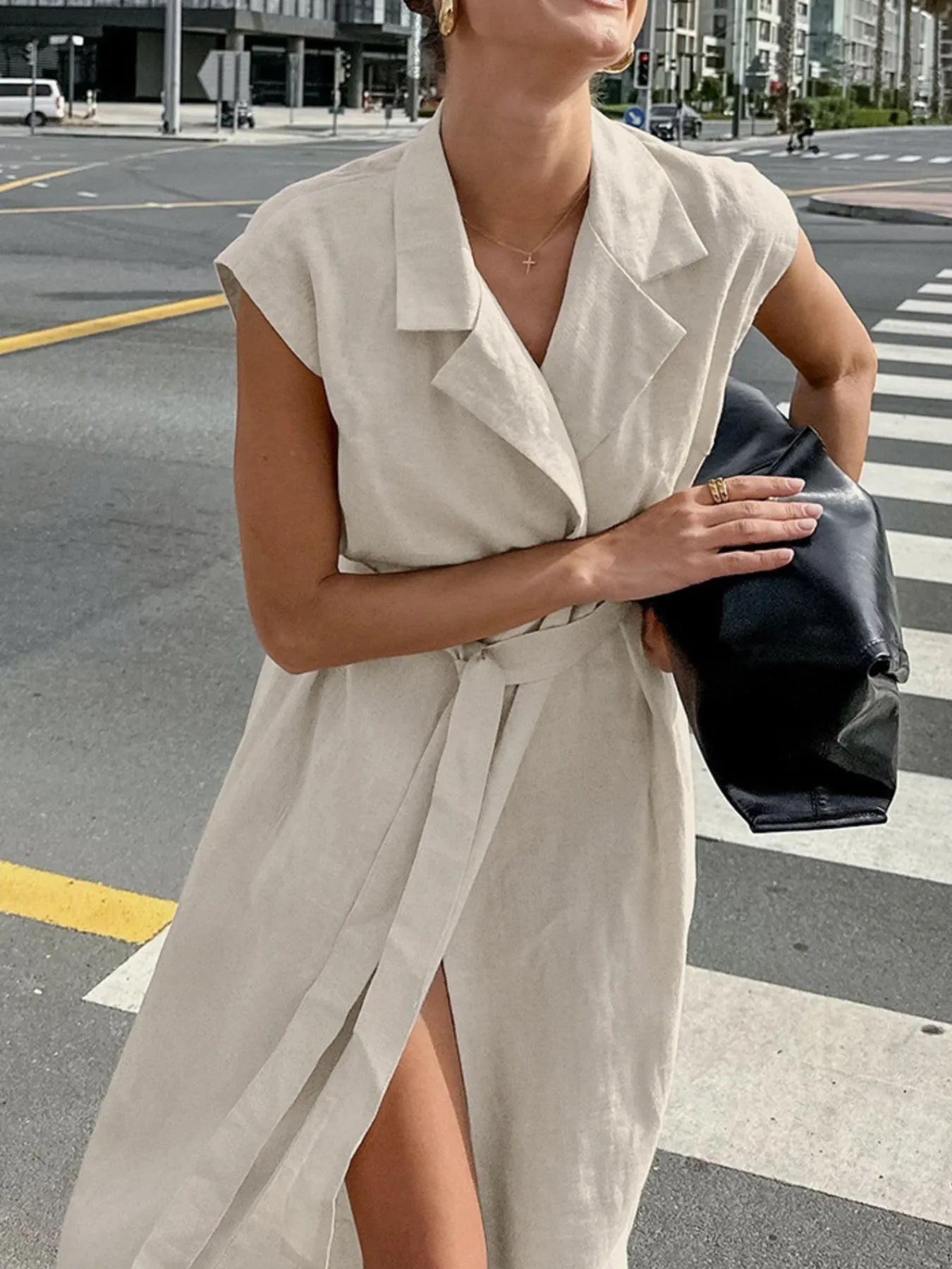 LB | Tie Waist Cap Sleeve Maxi Dress