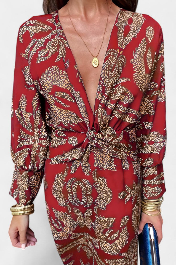 LB | Regal Twist Front Midi Dress