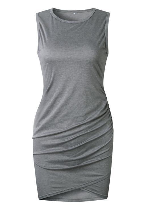 LB | Asymmetry ruched shift dress sukienka mini