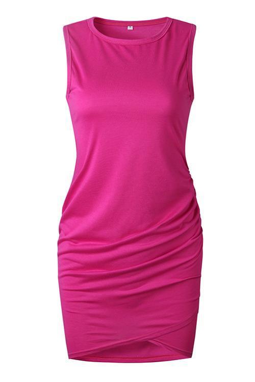 LB | Asymmetry ruched shift dress sukienka mini