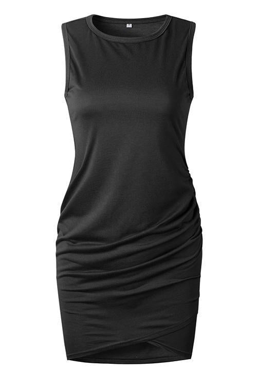 LB | Asymmetry ruched shift dress sukienka mini