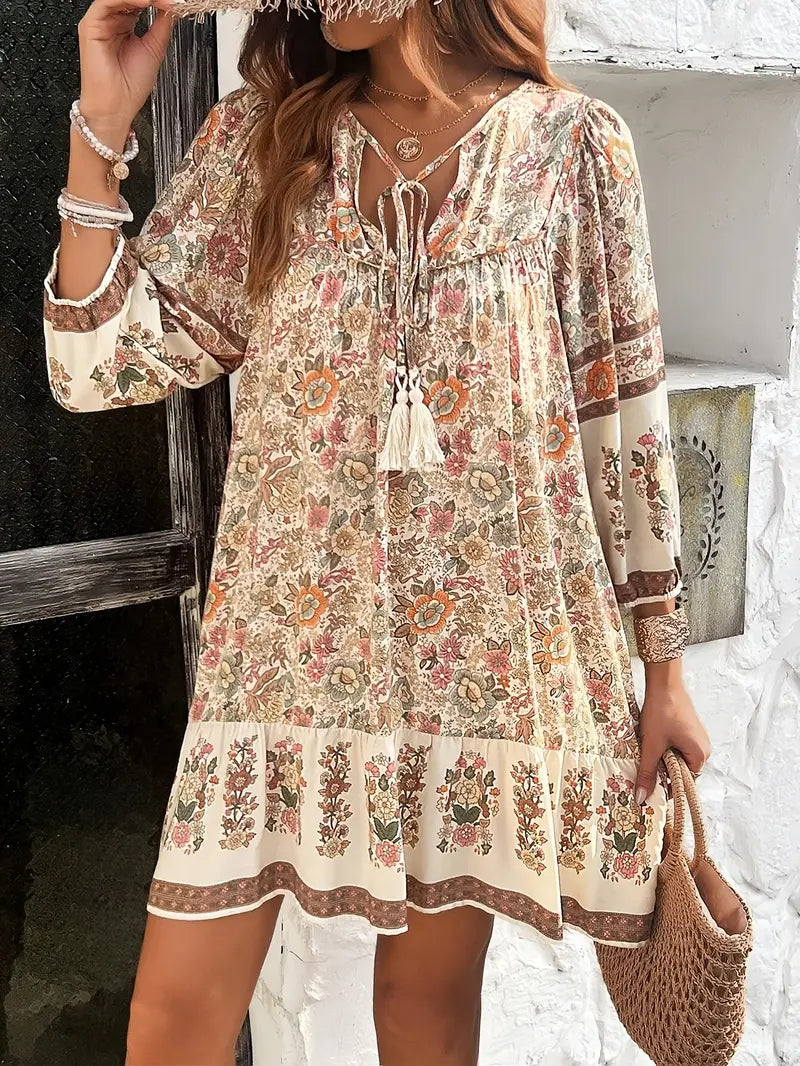 LB | Mini sukienka z kwiatowym nadrukiem w stylu vintage
