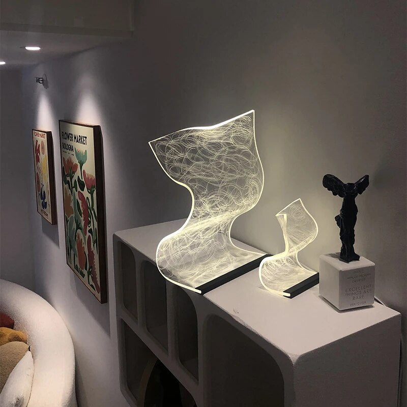 Elegancka akrylowa lampa stołowa LED