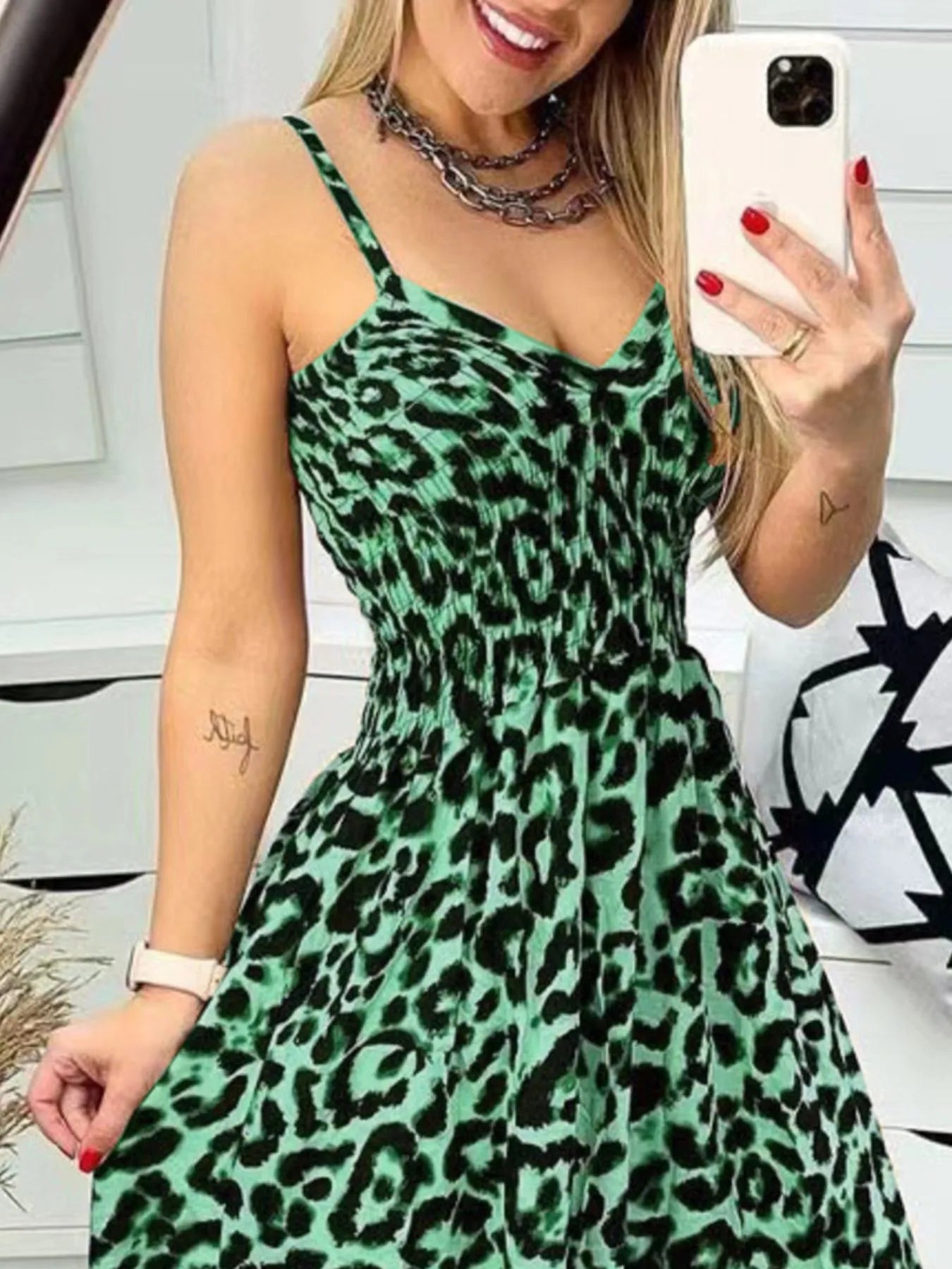 LB | Full Size Leopard Print Spaghetti Strap Maxi Dress Plus Size