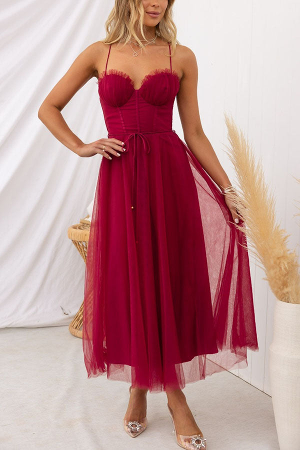 LB | Sukienka midi Bustier z tiulu