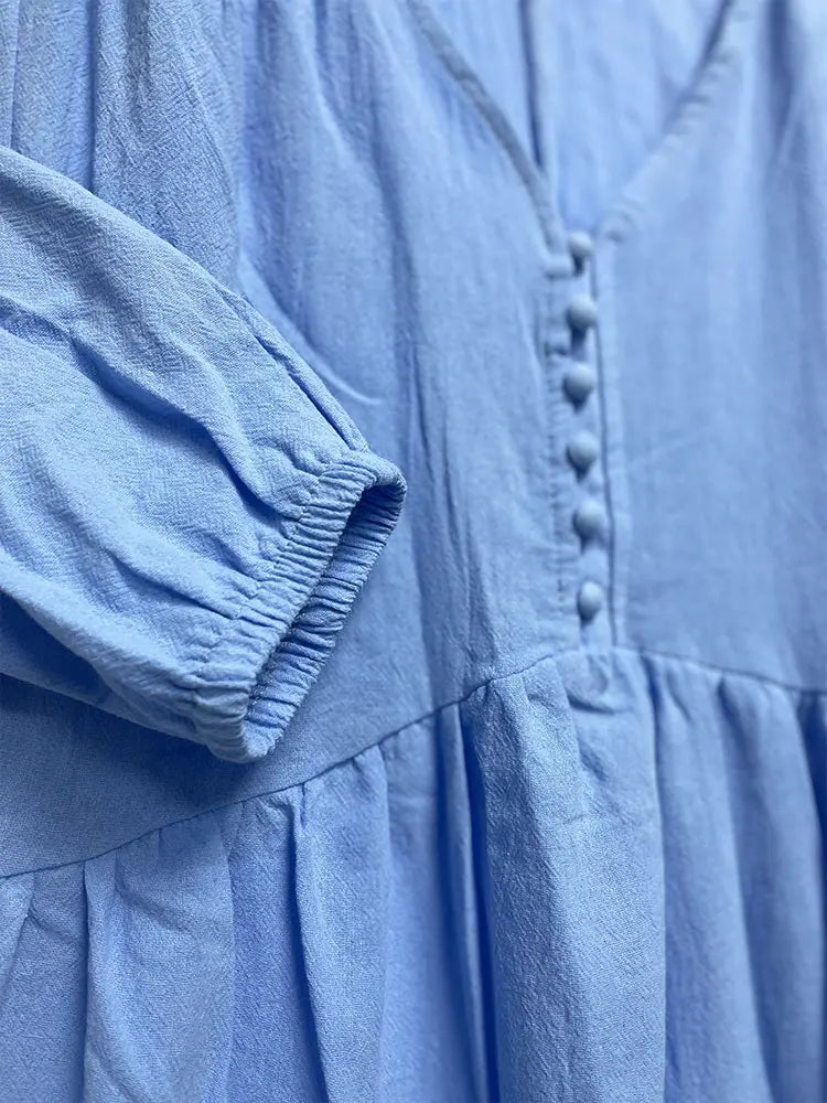 LB | 2024 Retro Jednokolorowa Sukienka Maxi BauMW |collet Boho dla kobiet
