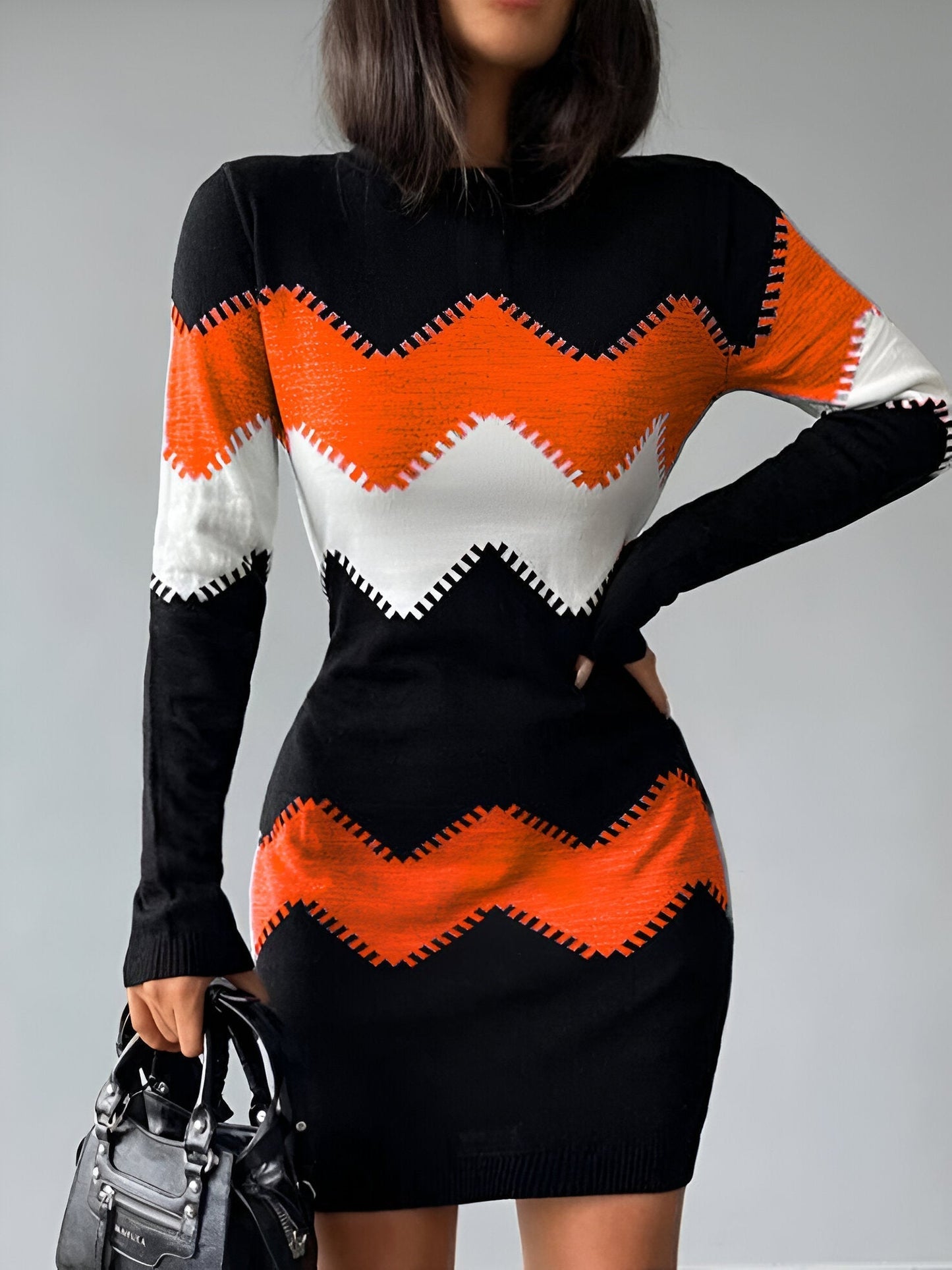 LB | Elegancka dzianinowa sukienka mini bodycon