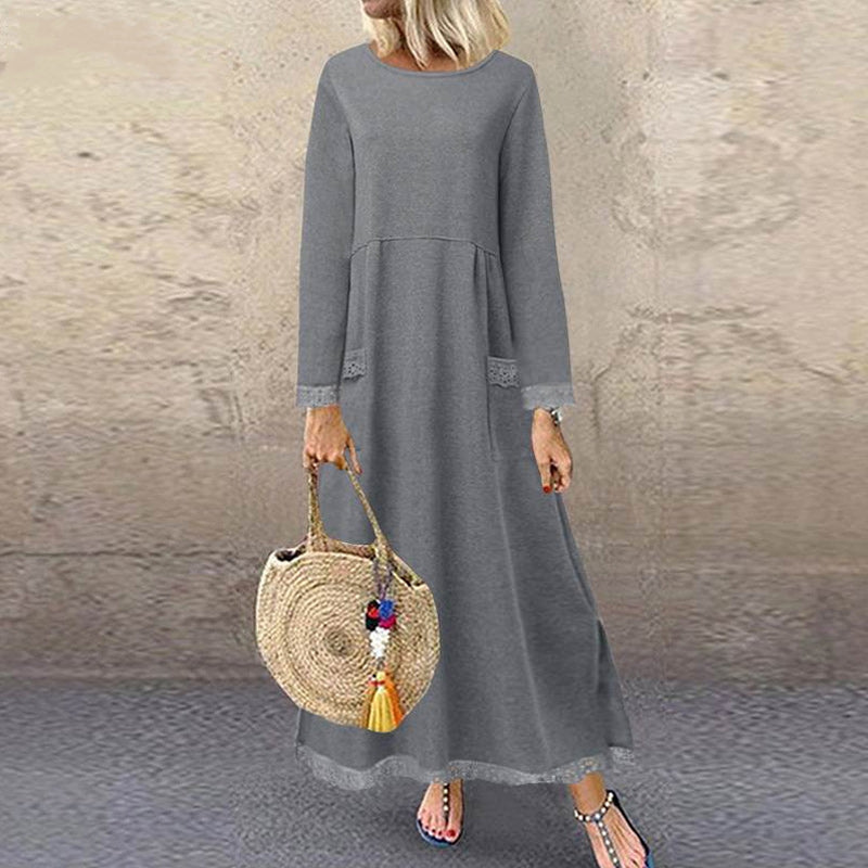 LB | Casualowa koronkowa bluza z polaru maxi sukienka