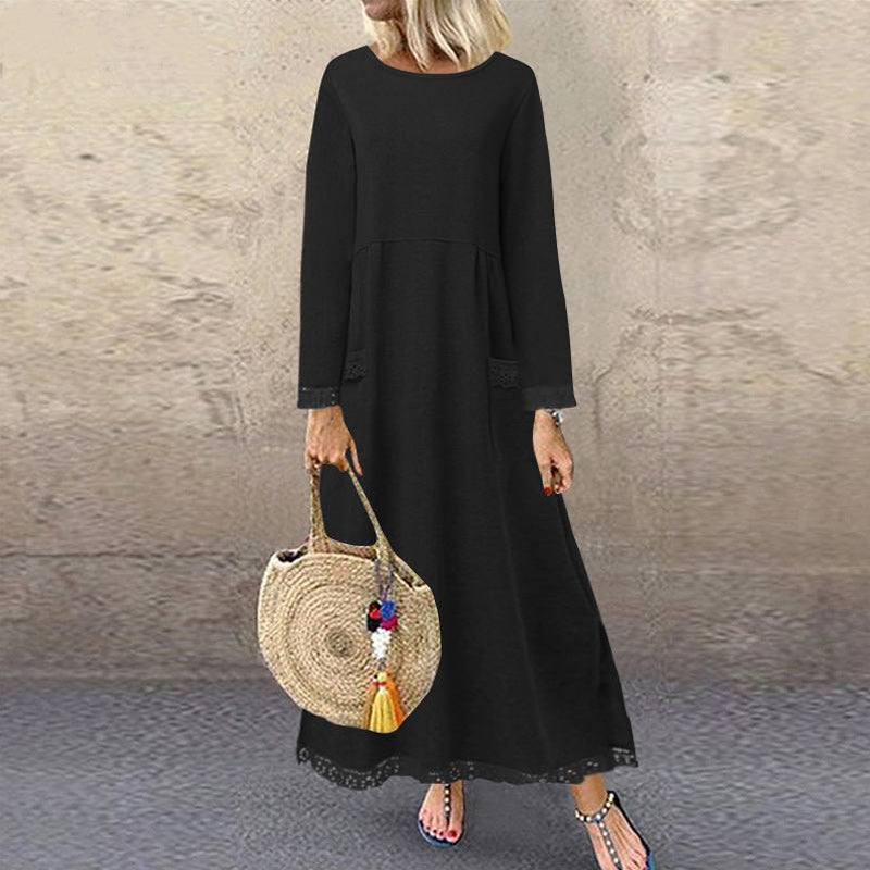 LB | Casualowa koronkowa bluza z polaru maxi sukienka