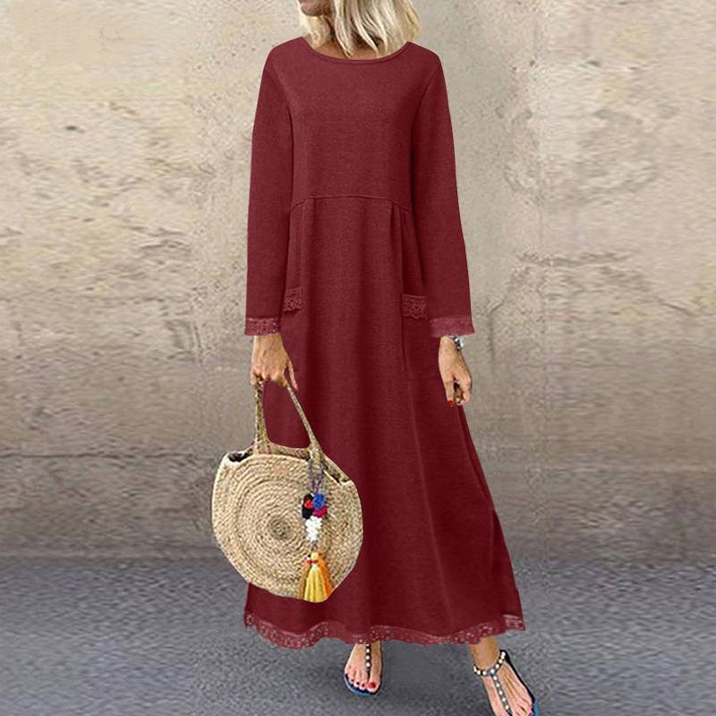 LB | Casualowa koronkowa bluza z polaru maxi sukienka