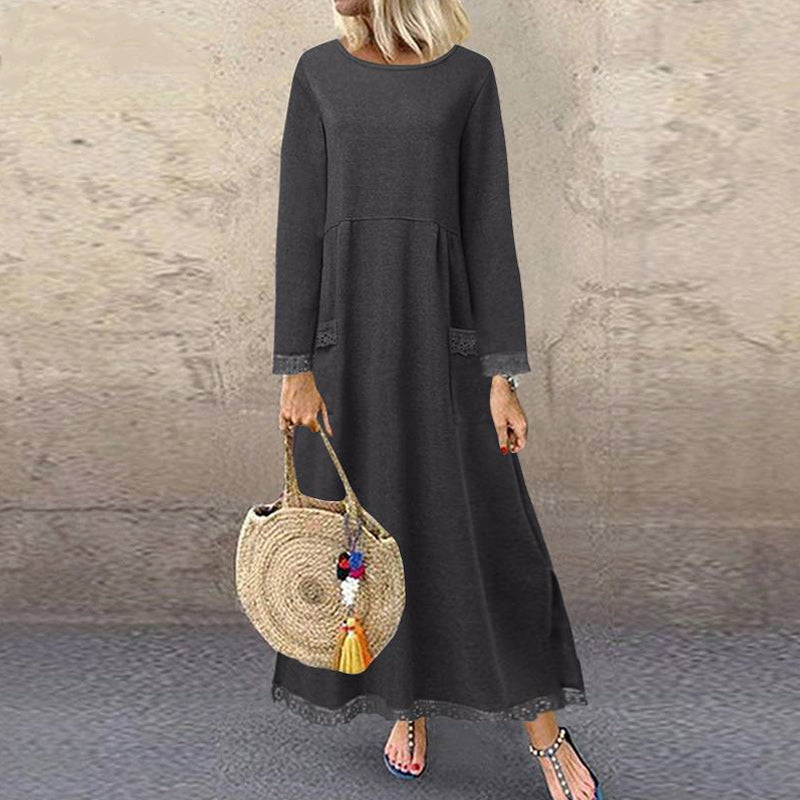 LB | Casualowa koronkowa bluza z polaru maxi sukienka