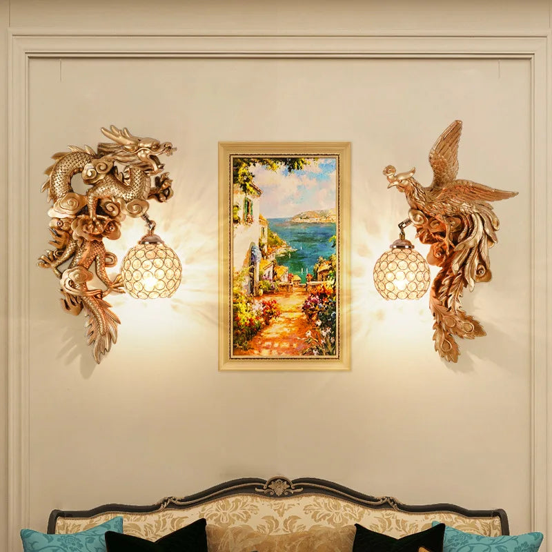 LuxeFlame - Lampa ścienna Dragon Phoenix