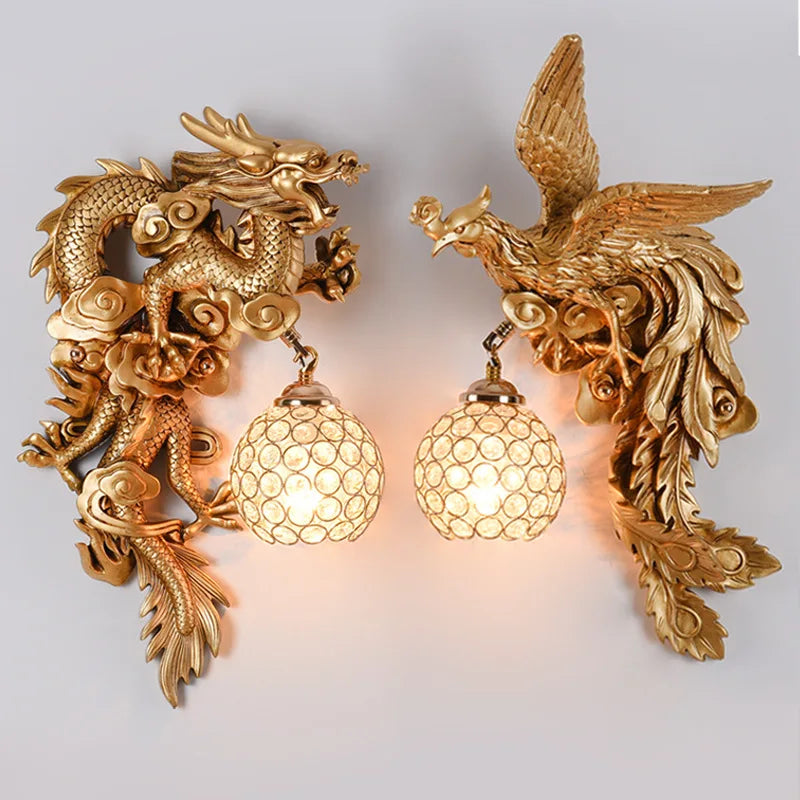 LuxeFlame - Lampa ścienna Dragon Phoenix