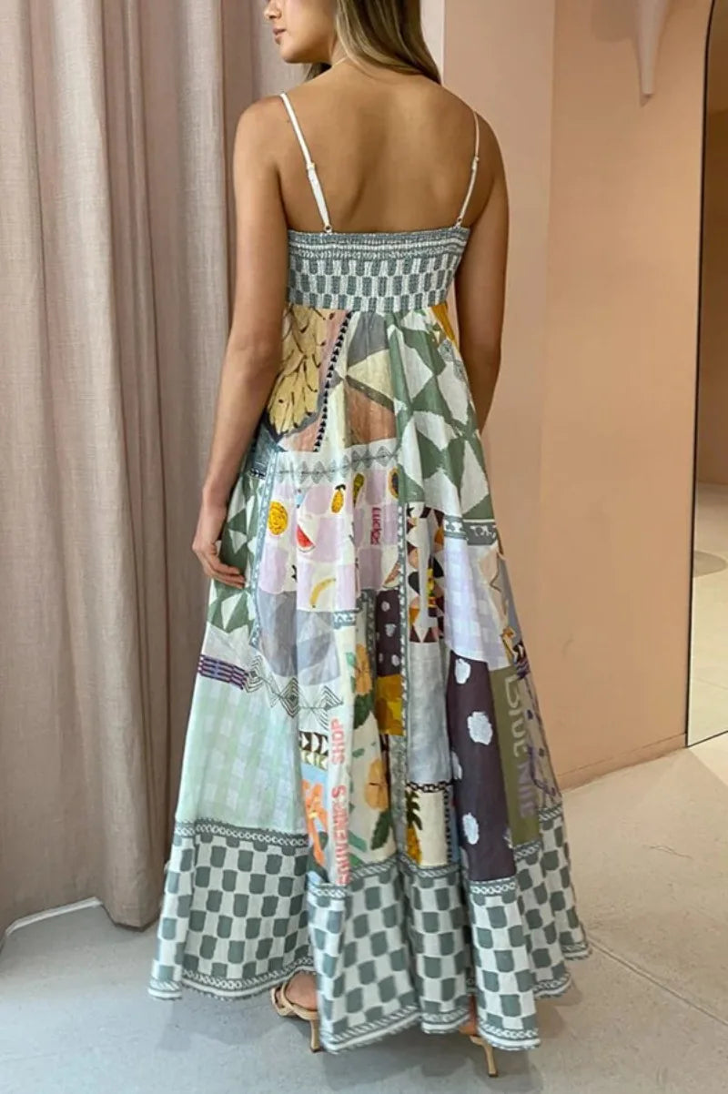 LB | 2024 Seksowna sukienka maxi swing boho bez pleców w linii A