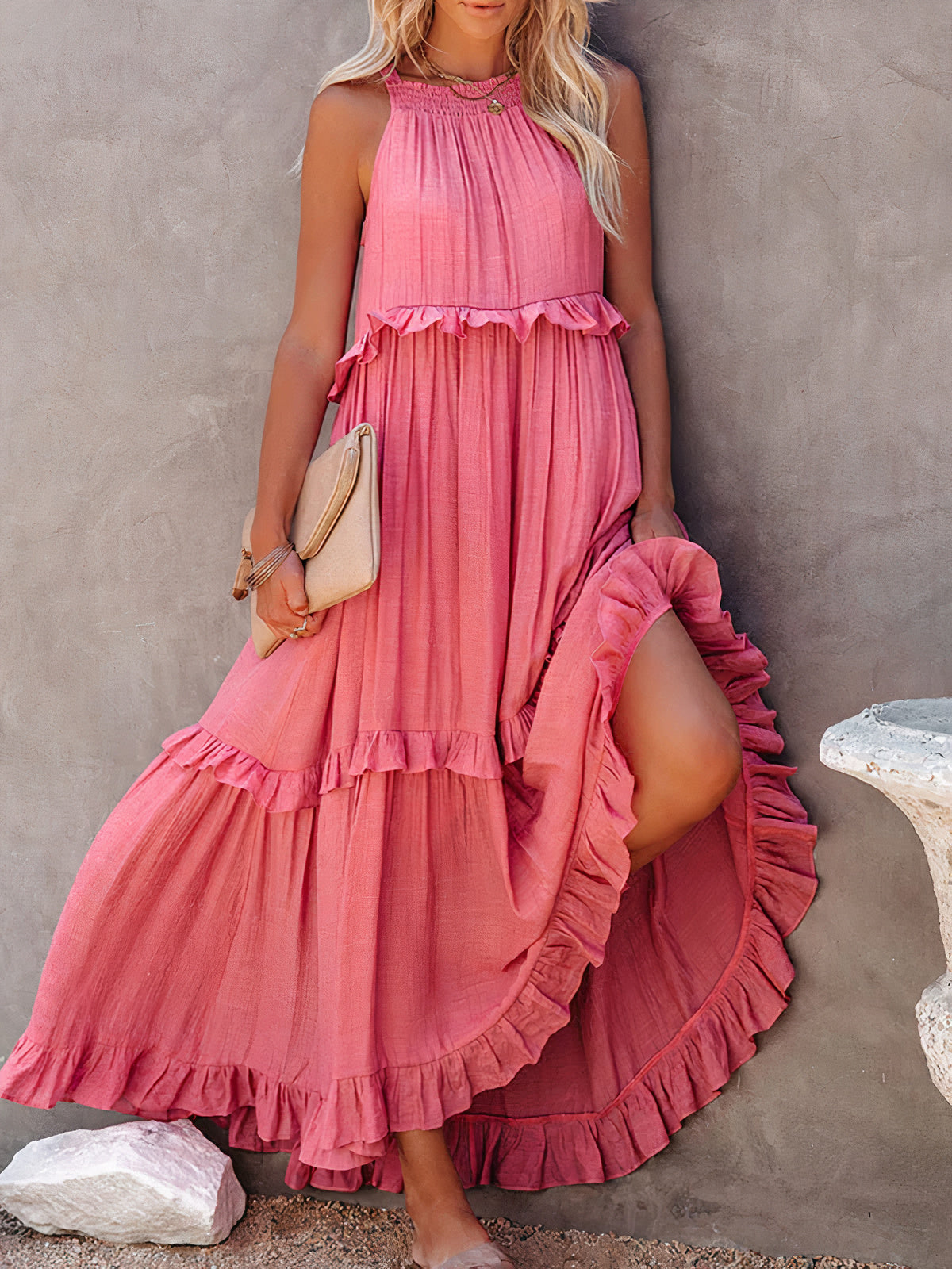 LB | New Ruched Maxi Dress Ladies