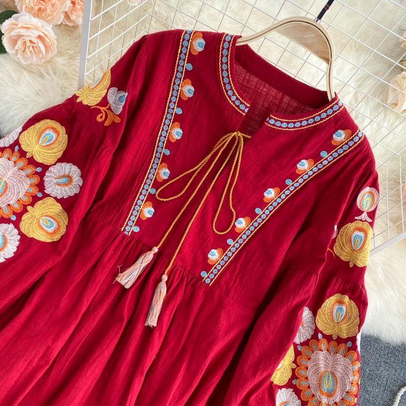 LB | Bohemian Retro Folk Style Vestidos Mini sukienka