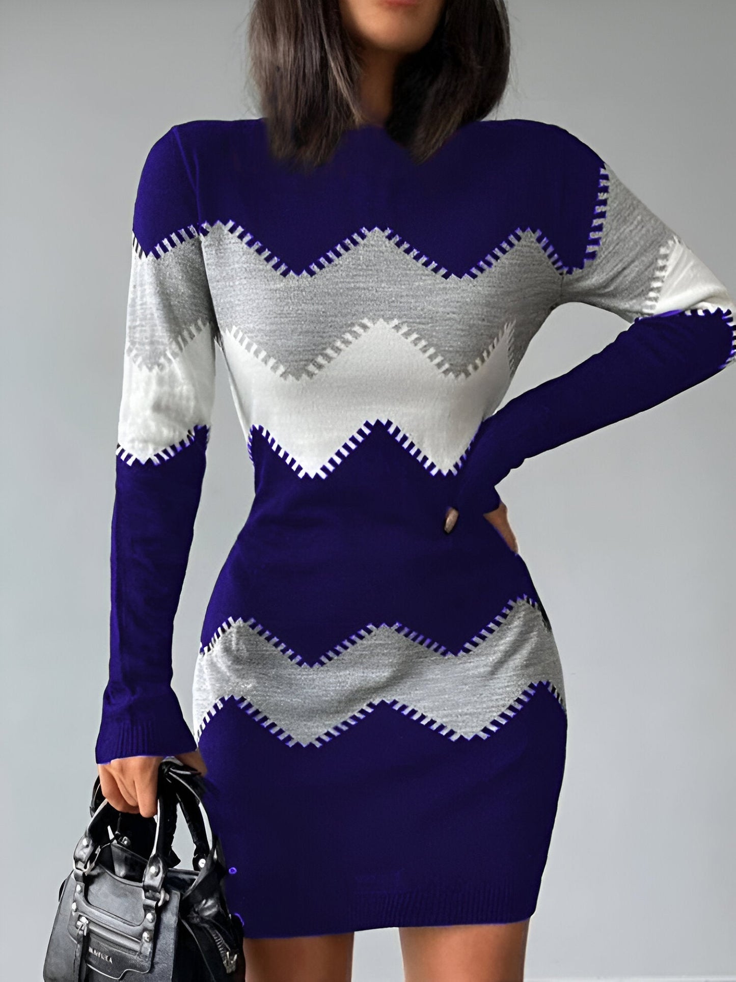 LB | Elegancka dzianinowa sukienka mini bodycon