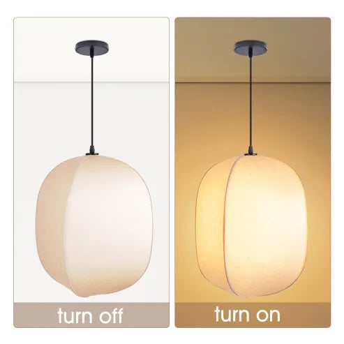 Japońska lampa wisząca w stylu wabi-sabi z tkaniny
