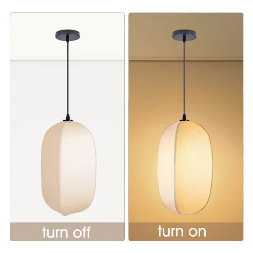 Japońska lampa wisząca w stylu wabi-sabi z tkaniny