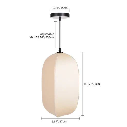 Japońska lampa wisząca w stylu wabi-sabi z tkaniny