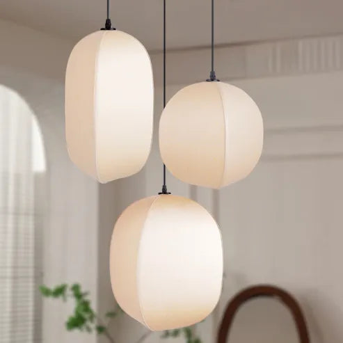 Japońska lampa wisząca w stylu wabi-sabi z tkaniny