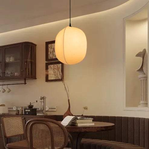 Japońska lampa wisząca w stylu wabi-sabi z tkaniny
