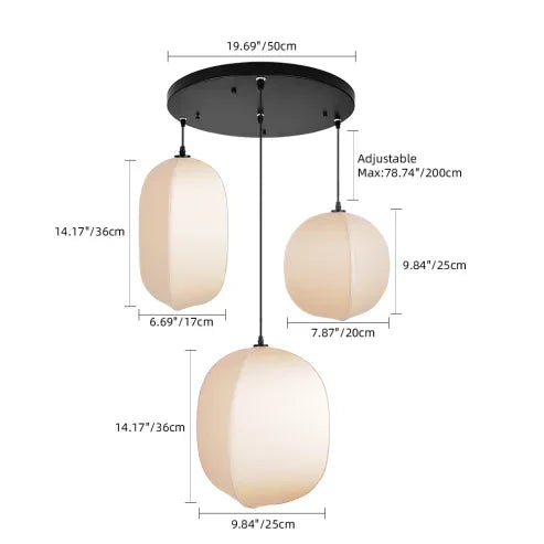 Japońska lampa wisząca w stylu wabi-sabi z tkaniny