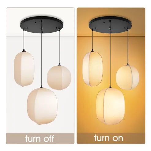 Japońska lampa wisząca w stylu wabi-sabi z tkaniny