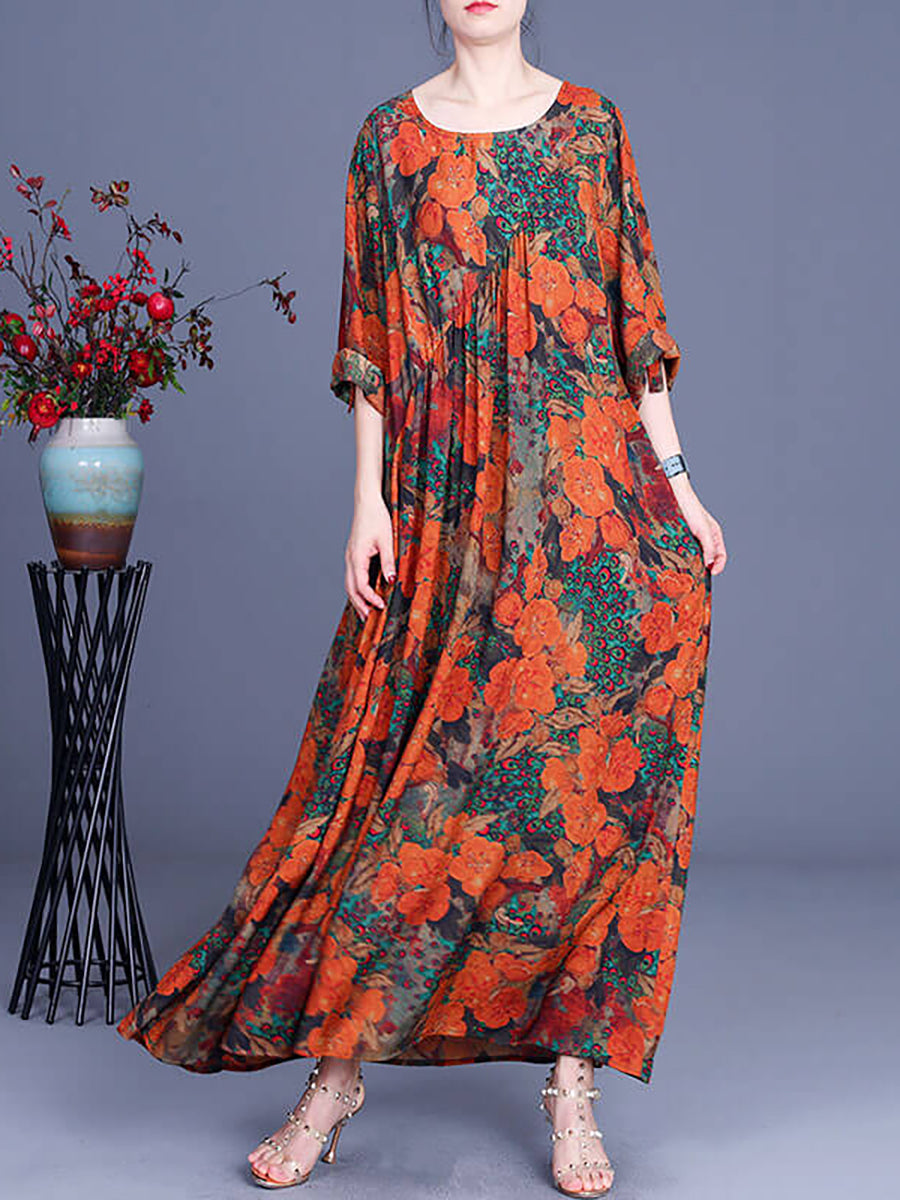 LB | Vintage Floral Irregular Casual Maxi Dress