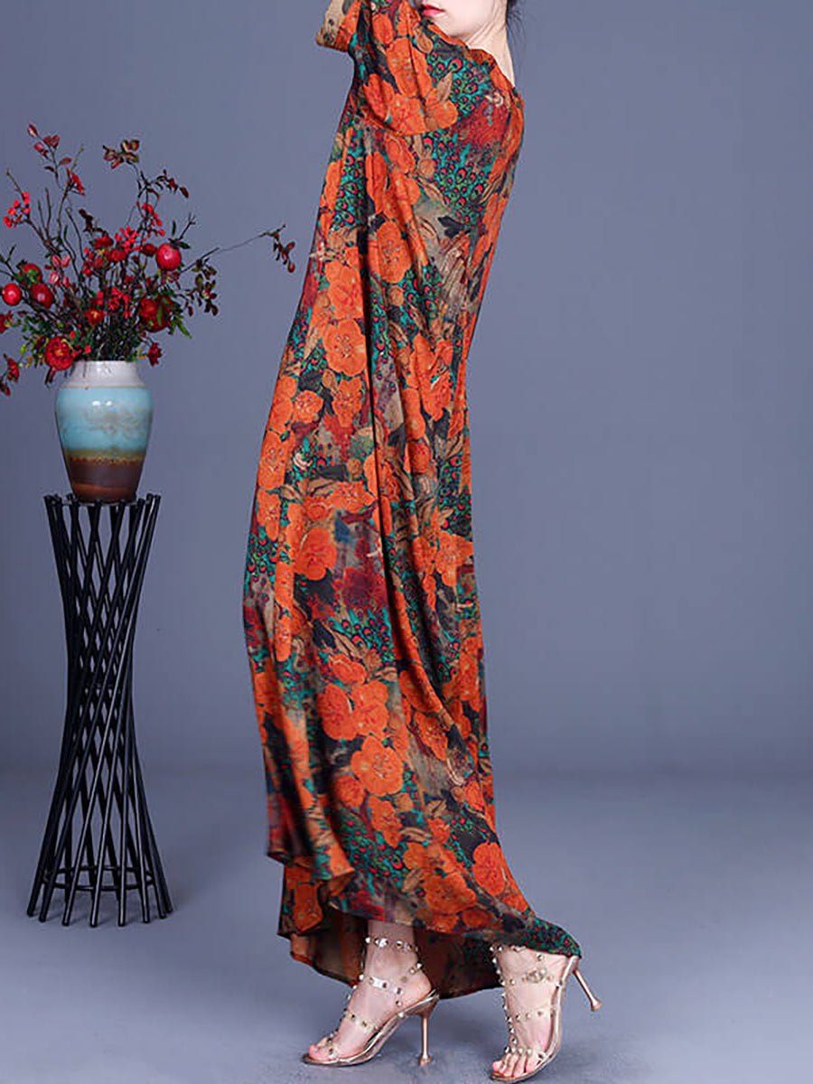 LB | Vintage Floral Irregular Casual Maxi Dress