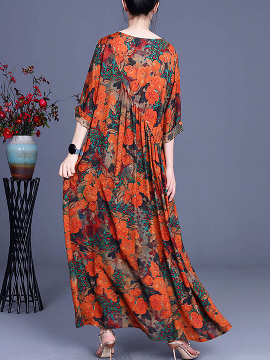 LB | Vintage Floral Irregular Casual Maxi Dress