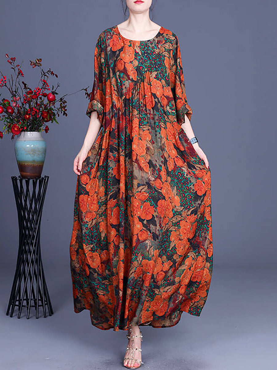 LB | Vintage Floral Irregular Casual Maxi Dress