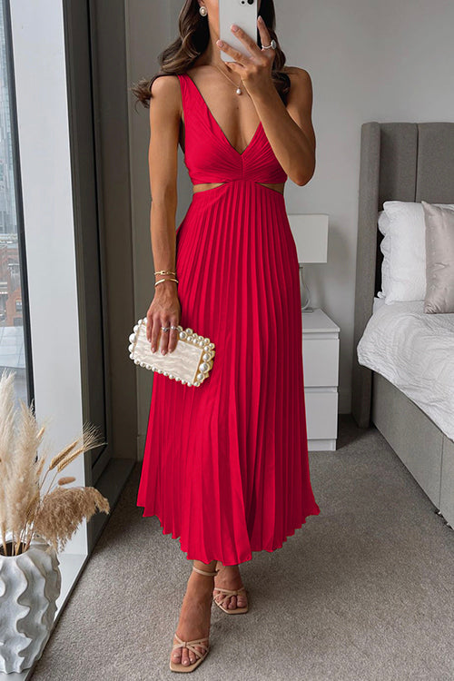 LB | Elegancka plisowana sukienka maxi